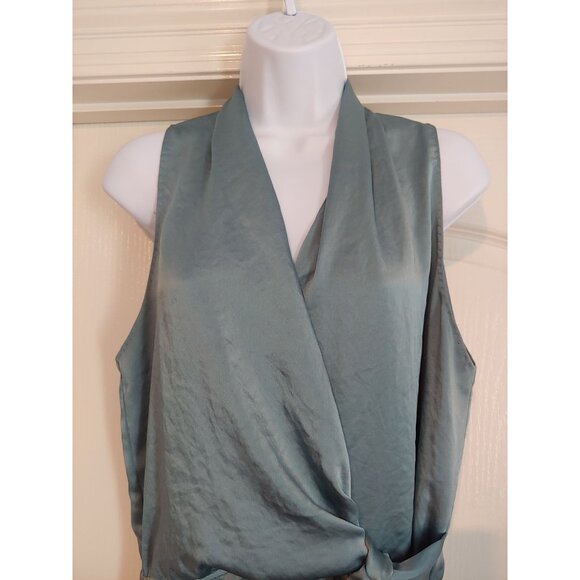 Elie Tahara Shimmer Satin Faux Wrap Sleeveless Business Career Dress 12 - Picture 3 of 14